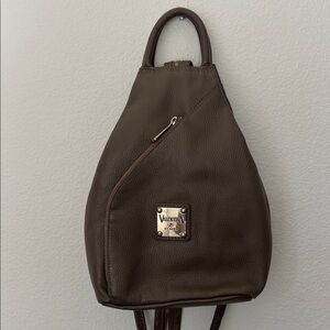 Valentina Taupe Leather convertible bag purse backpack silver hardware